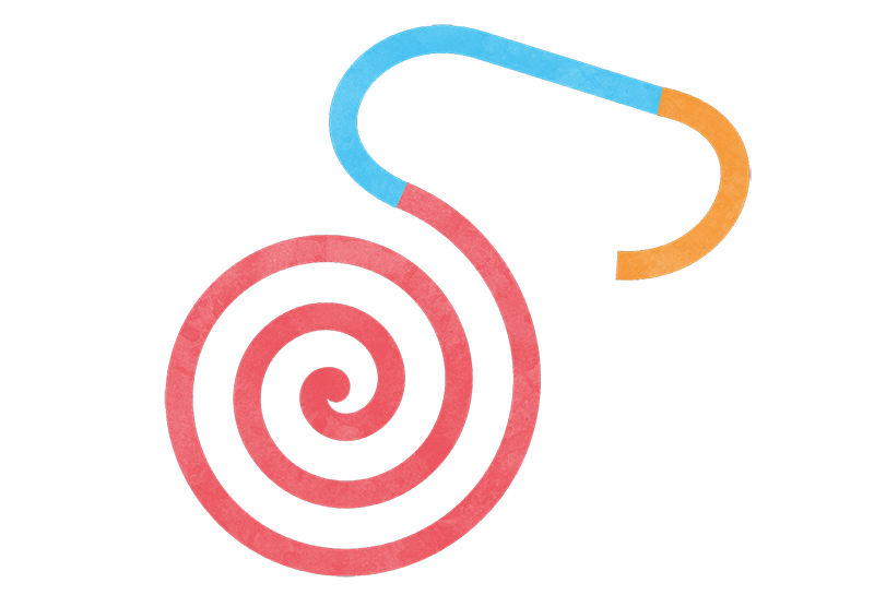 Eine dreifarbige spiralförmige Illustration zum Absatz "Wie erheben wir?"